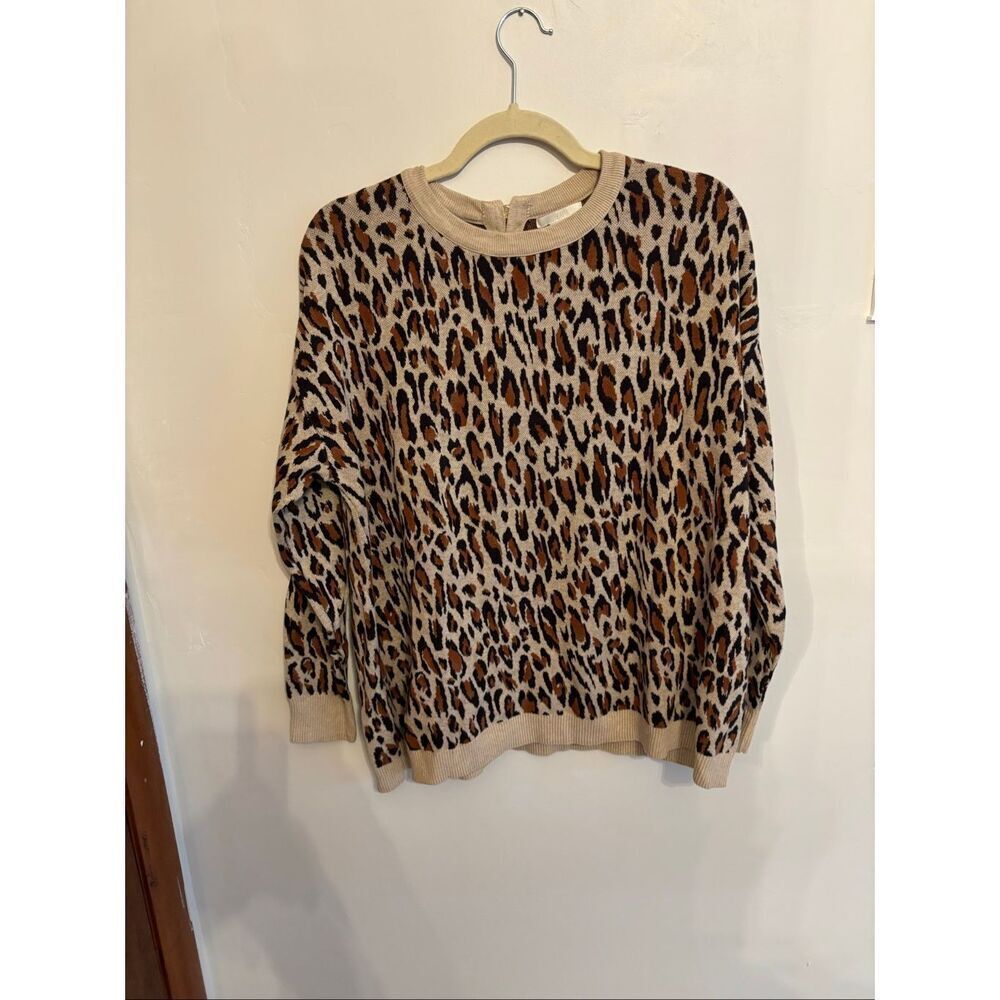 H&M Cheetah Print Scoop Neck Sweater Size L